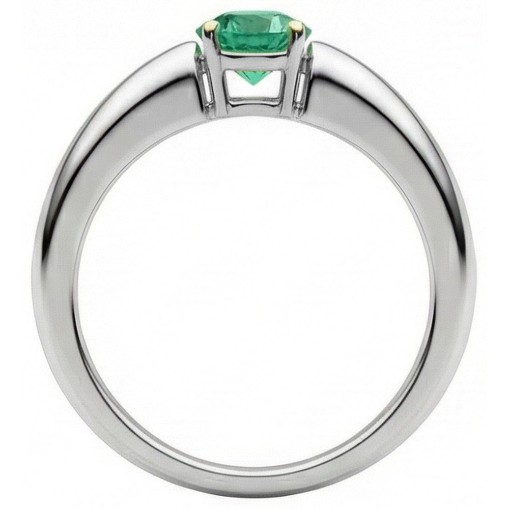 Natural Real ( Not Lab Grown ) Two Tone Green Emerald GIA Ring Solitaire