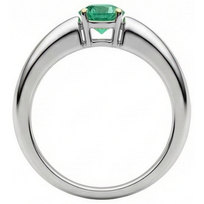 Natural Real ( Not Lab Grown ) Two Tone Green Emerald GIA Ring Solitaire