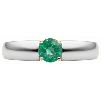 Natural Real ( Not Lab Grown ) Two Tone Green Emerald GIA Ring Solitaire