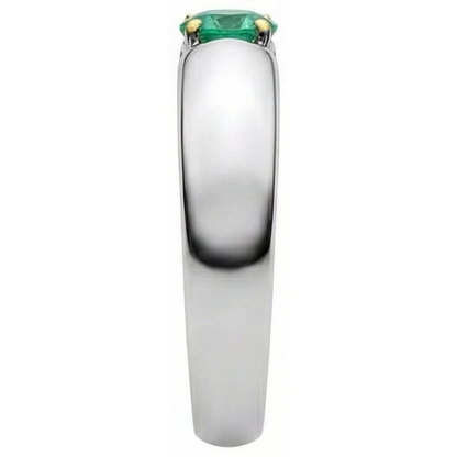 Natural Real ( Not Lab Grown ) Two Tone Green Emerald GIA Ring Solitaire