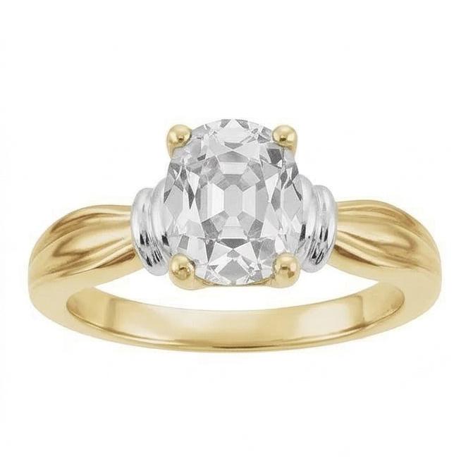 Two Tone Oval Old Miner Natural Diamond Solitaire Ring 4.50 Carats