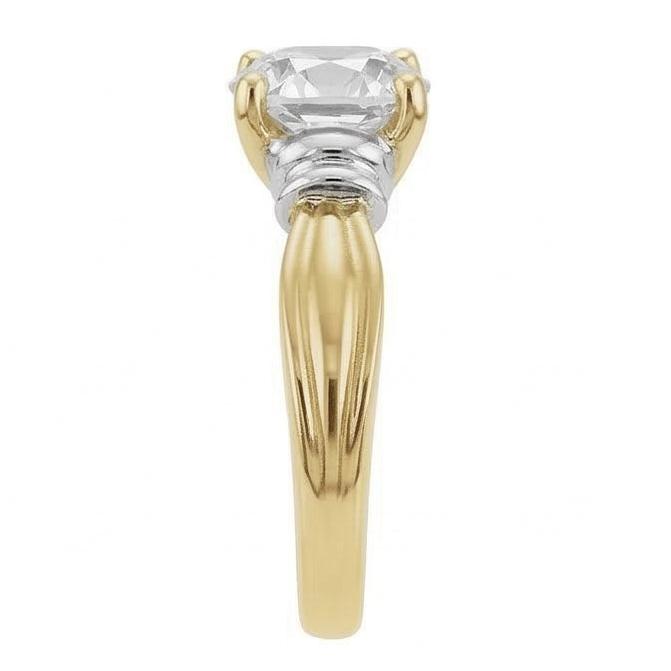 Two Tone Oval Old Miner Natural Diamond Solitaire Ring 4.50 Carats