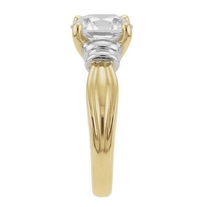 Two Tone Oval Old Miner Natural Diamond Solitaire Ring 4.50 Carats