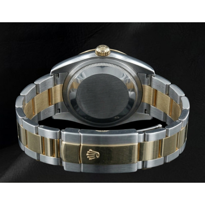 Two Tone Oyster Bracelet Rolex Datejust 36 Mm Men's Watch White Dial QUICK SET