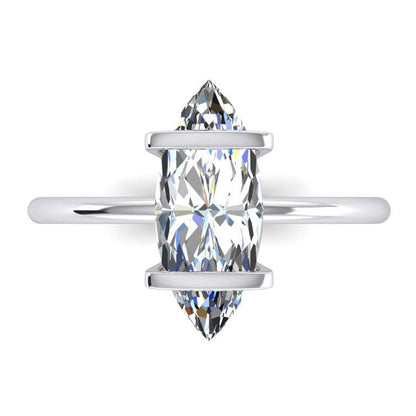 Two Bar Prong Marquise Ring Unique Style