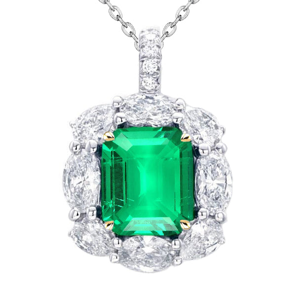 Two Tone Colombian Green Emerald Pendant Gemstone Jewelry