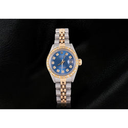 Two Tone Jubilee Blue Diamond Dial Bezel Lady Watch Rolex Datejust