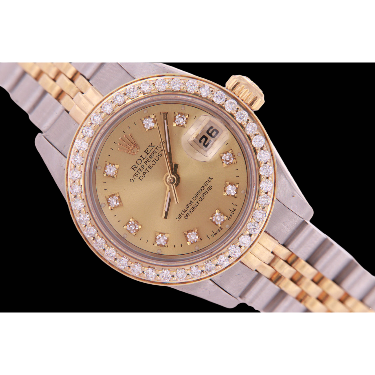 Two Tone Champagne Diamond Dial Bezel Lady Watch Rolex Datejust