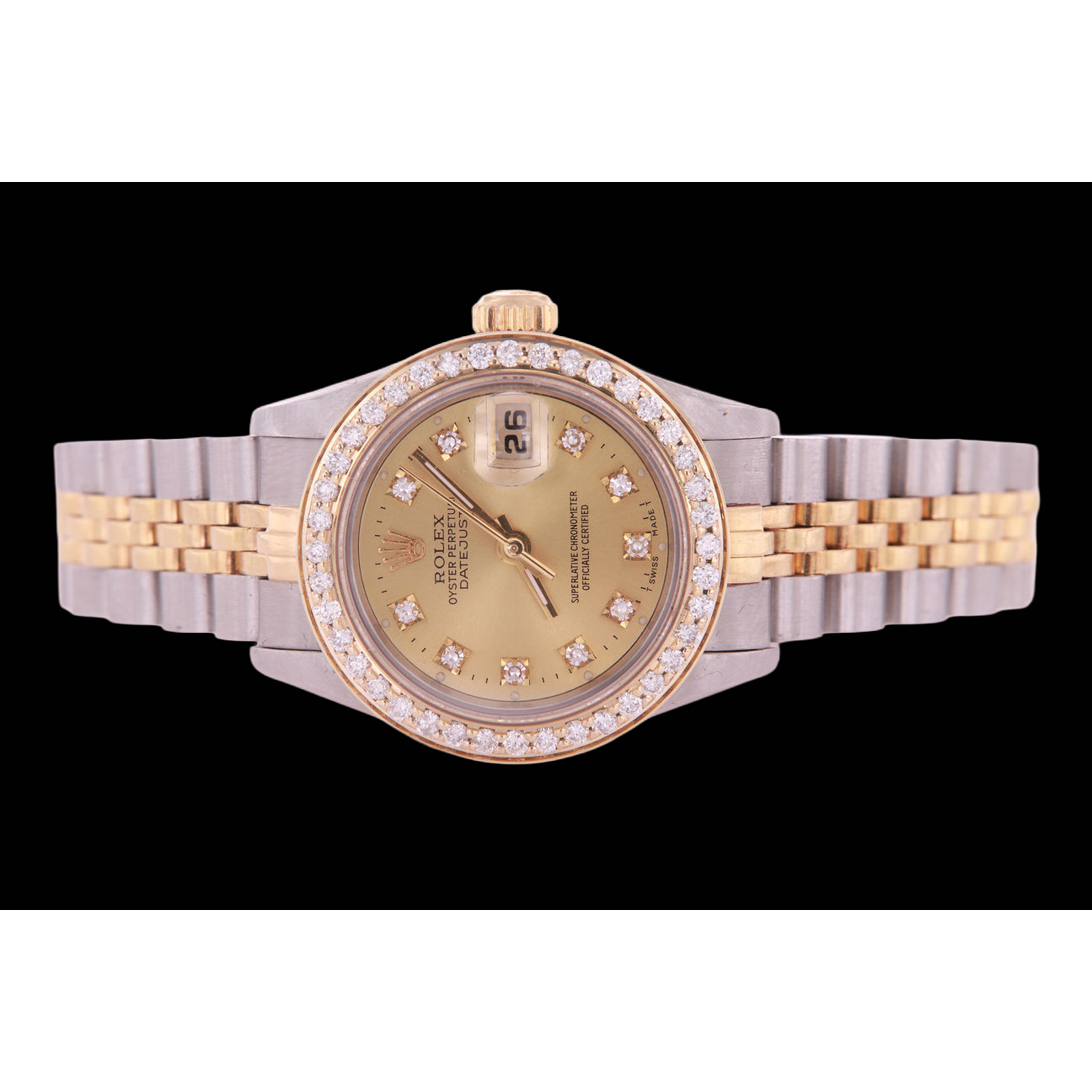 Two Tone Champagne Diamond Dial Bezel Lady Watch Rolex Datejust
