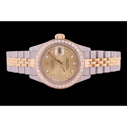 Two Tone Champagne Diamond Dial Bezel Lady Watch Rolex Datejust