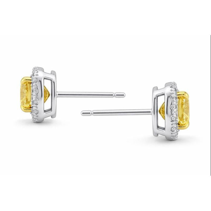 Two Tone Cushion Madeira Citrine Natural Earth Mined Diamond Stud Halo Earrings 13 Carats