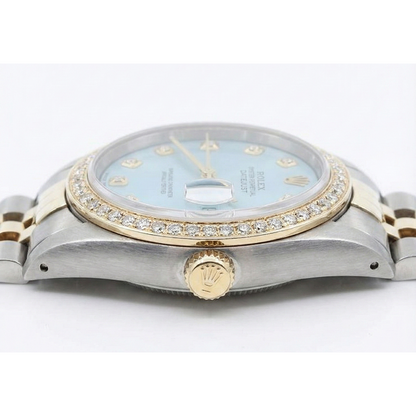 Two Tone Jubilee Watch Bezel Diamond Dial Rolex Datejust QUICK SET