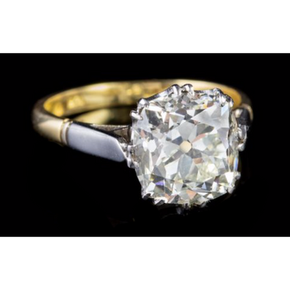 Two Tone Solitaire Engagement Ring Old Cut Cushion Lab Grown Diamond 10.2 Carats