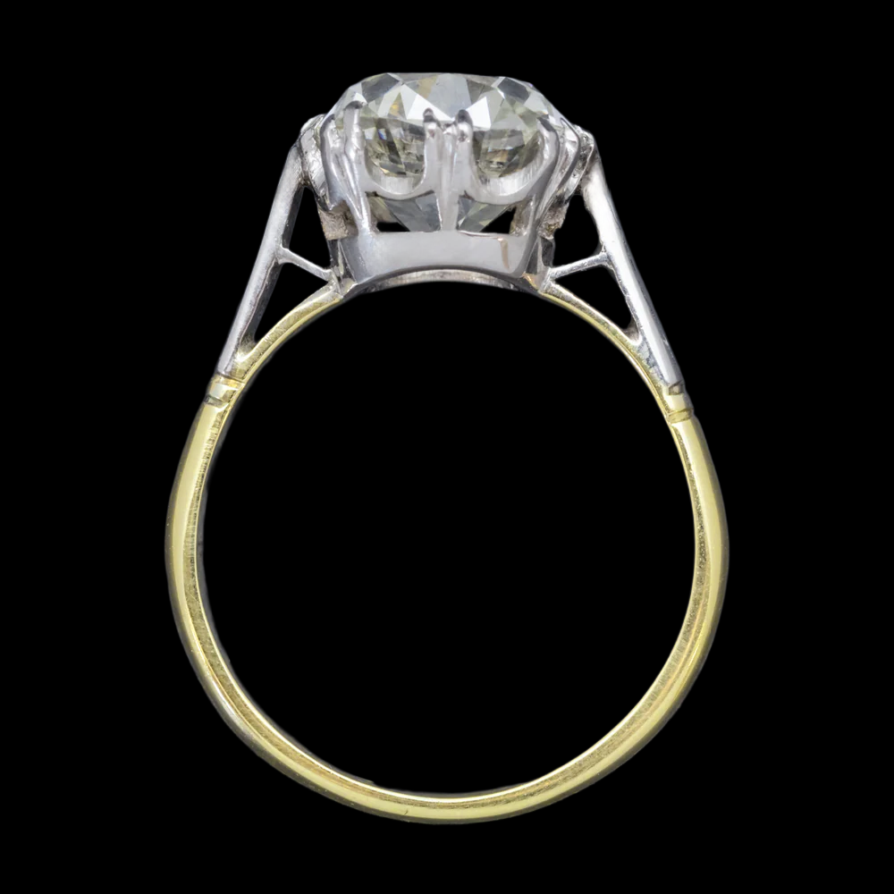 Two Tone Solitaire Engagement Ring Old Cut Cushion Lab Grown Diamond 10.2 Carats