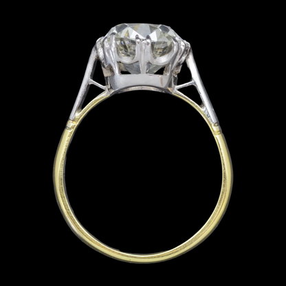 Two Tone Solitaire Engagement Ring Old Cut Cushion Lab Grown Diamond 10.2 Carats