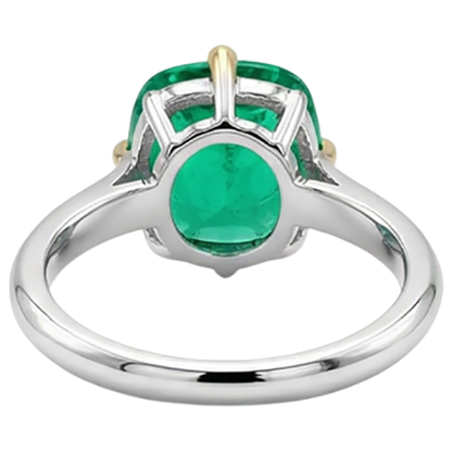 Natural Real ( Not Lab Grown ) Unique Cushion Colombian Green Emerald GIA Ring Solitaire