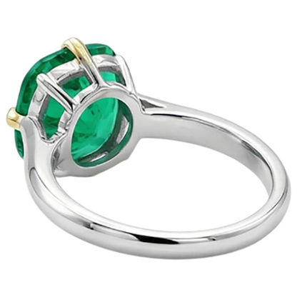 Natural Real ( Not Lab Grown ) Unique Cushion Colombian Green Emerald GIA Ring Solitaire