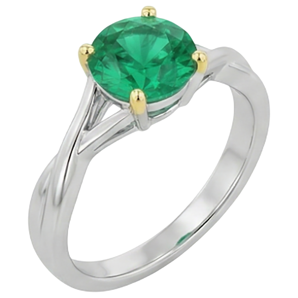 Natural Real ( Not Lab Grown ) Unique Design Green Emerald GIA Ring Solitaire