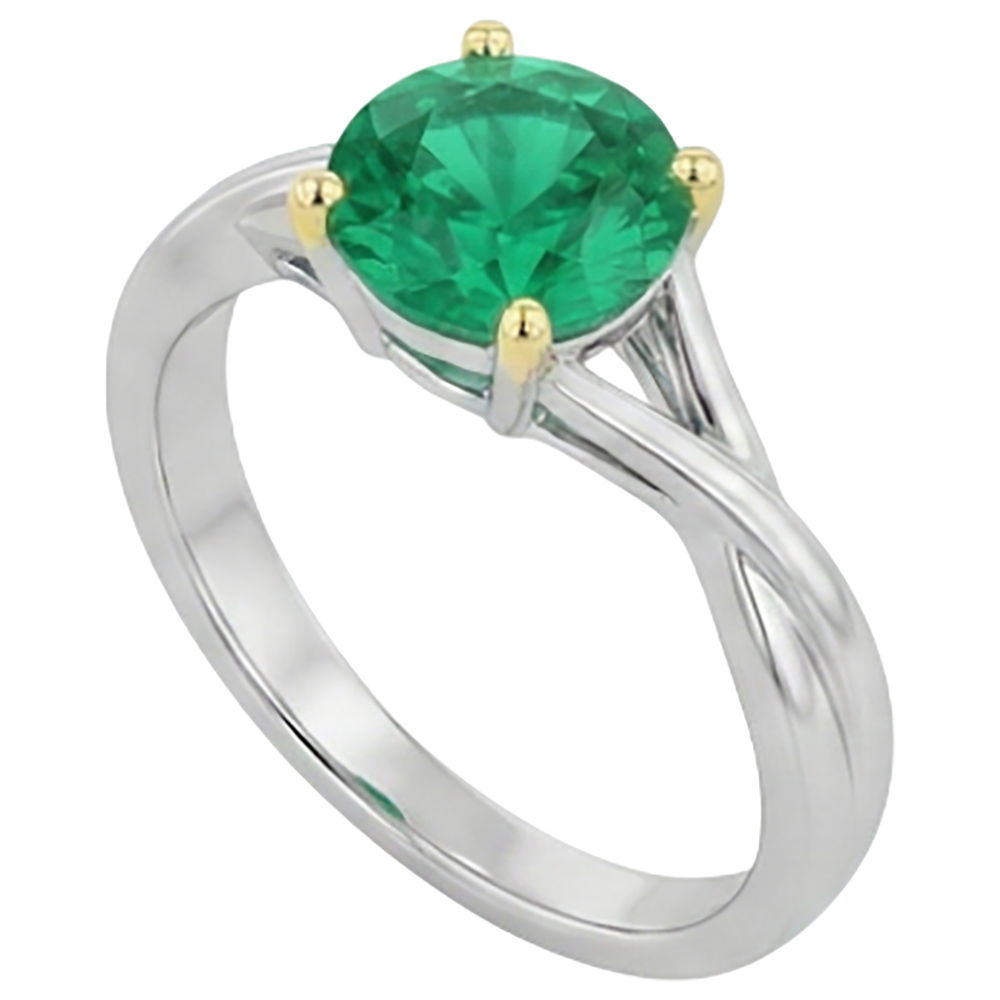 Natural Real ( Not Lab Grown ) Unique Design Green Emerald GIA Ring Solitaire