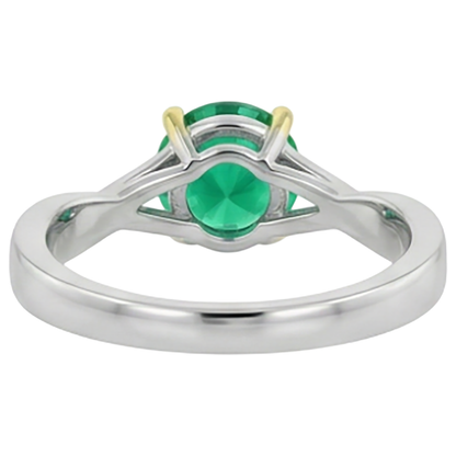 Natural Real ( Not Lab Grown ) Unique Design Green Emerald GIA Ring Solitaire