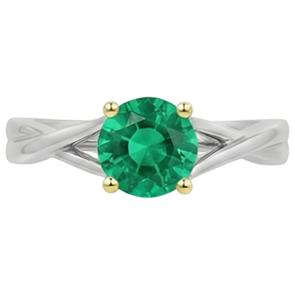 Natural Real ( Not Lab Grown ) Unique Design Green Emerald GIA Ring Solitaire