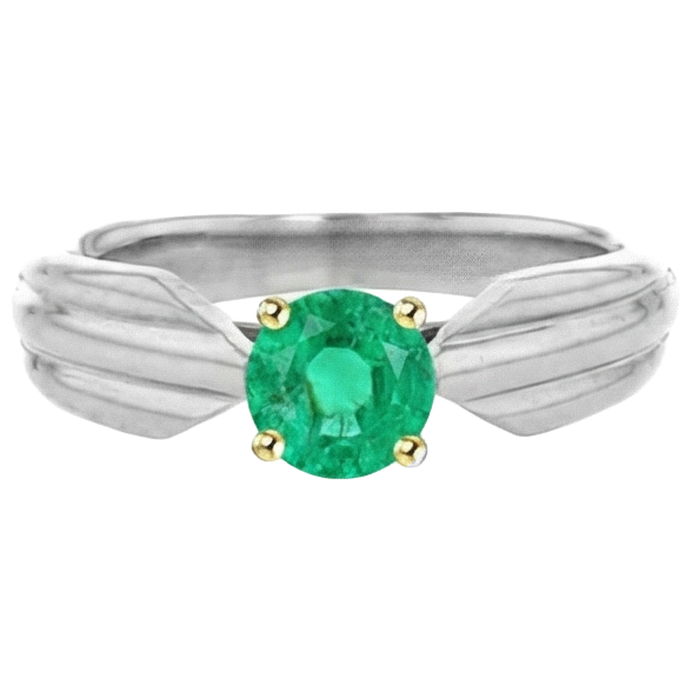 Natural Real ( Not Lab Grown ) Unique Gemstone Jewelry Solitaire Green Emerald GIA Ring