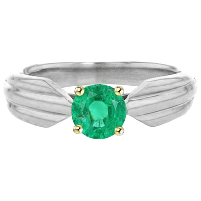 Natural Real ( Not Lab Grown ) Unique Gemstone Jewelry Solitaire Green Emerald GIA Ring