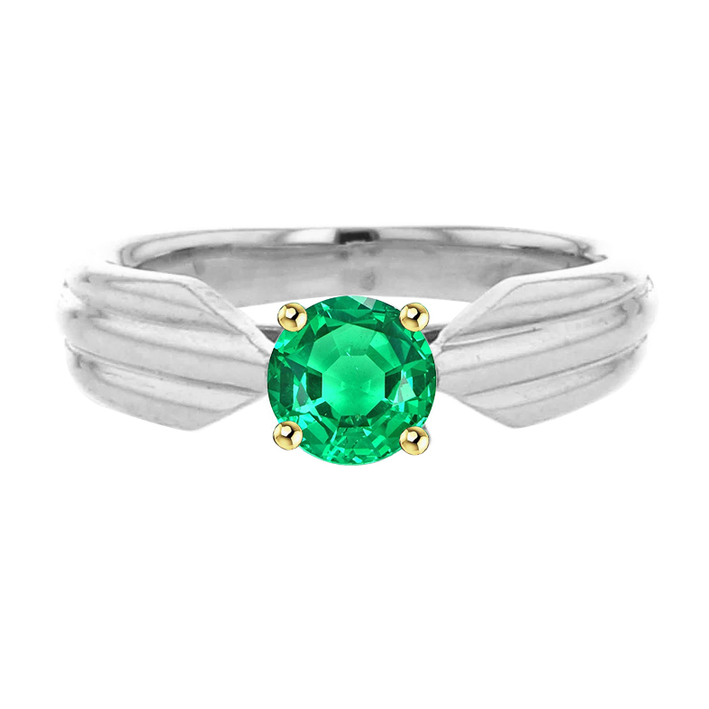 Unique Gemstone Jewelry Solitaire Green Emerald Ring