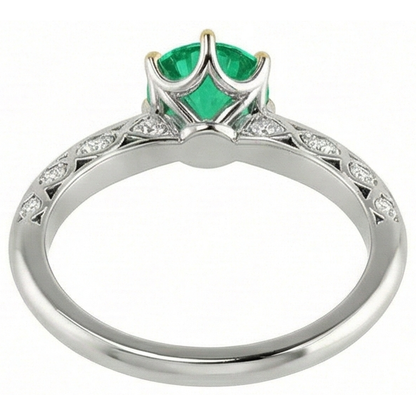 Natural Real ( Not Lab Grown ) Unique Gemstone Ring Green Emerald GIA Gold 14K