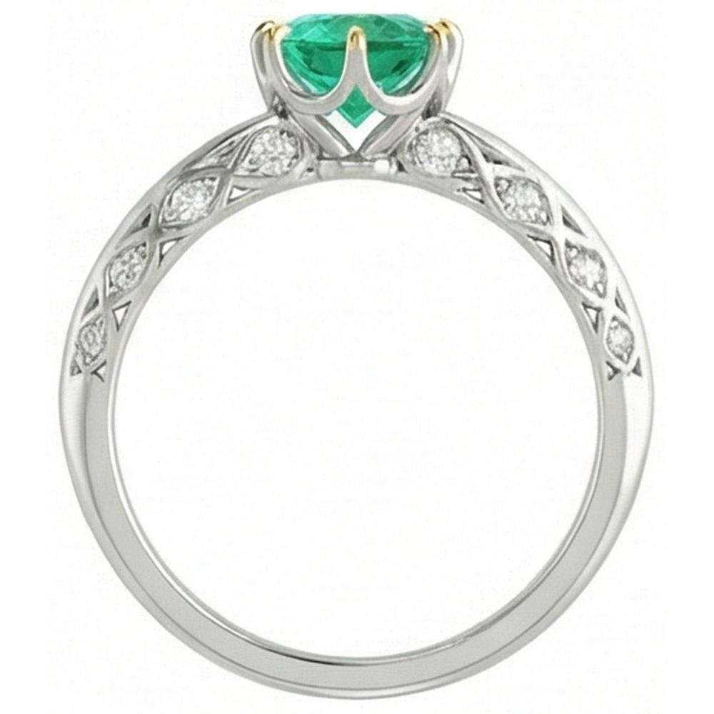 Natural Real ( Not Lab Grown ) Unique Gemstone Ring Green Emerald GIA Gold 14K