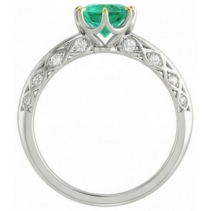 Natural Real ( Not Lab Grown ) Unique Gemstone Ring Green Emerald GIA Gold 14K