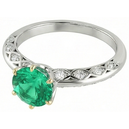 Natural Real ( Not Lab Grown ) Unique Gemstone Ring Green Emerald GIA Gold 14K