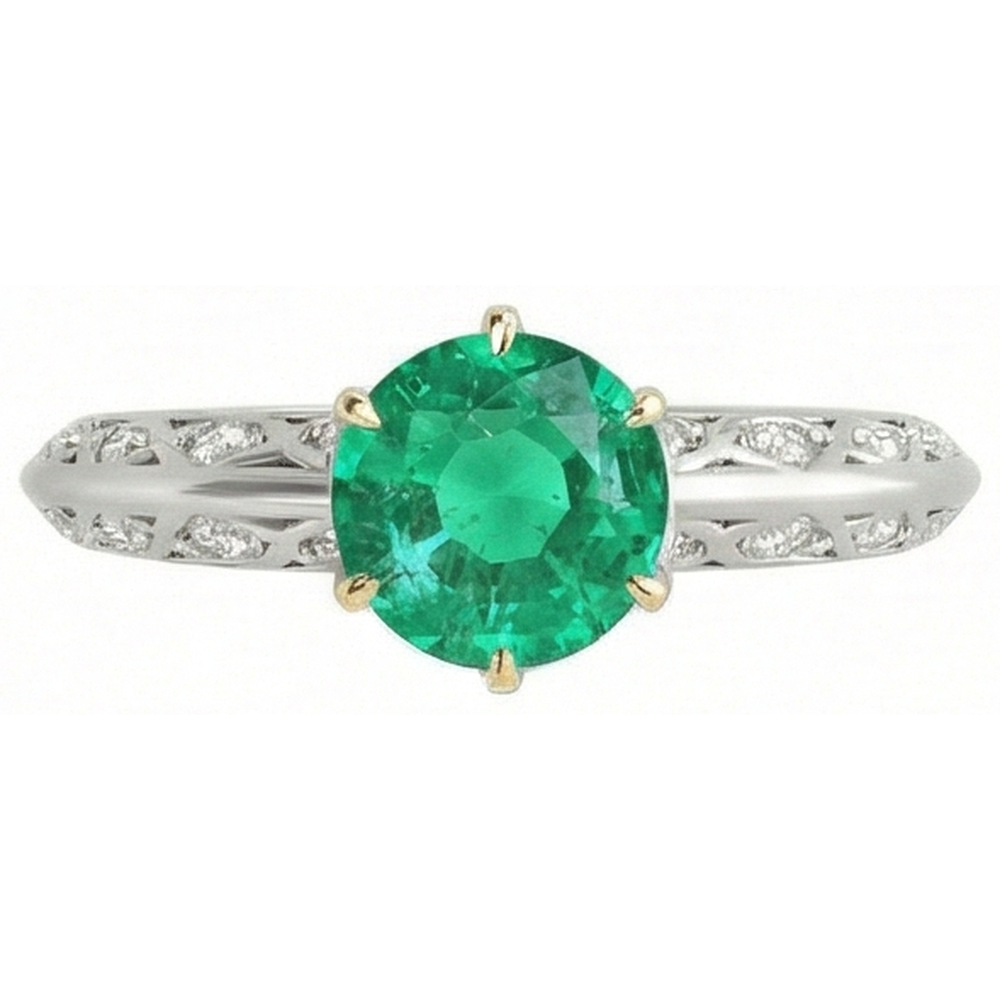 Natural Real ( Not Lab Grown ) Unique Gemstone Ring Green Emerald GIA Gold 14K