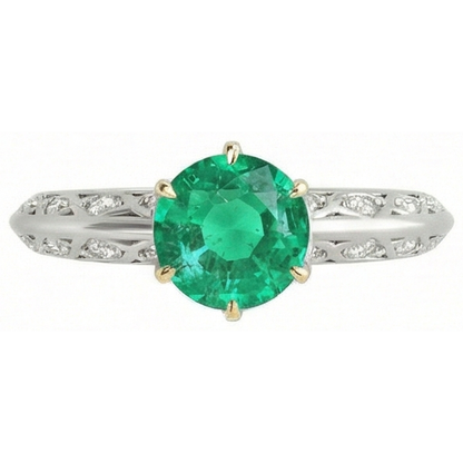Natural Real ( Not Lab Grown ) Unique Gemstone Ring Green Emerald GIA Gold 14K