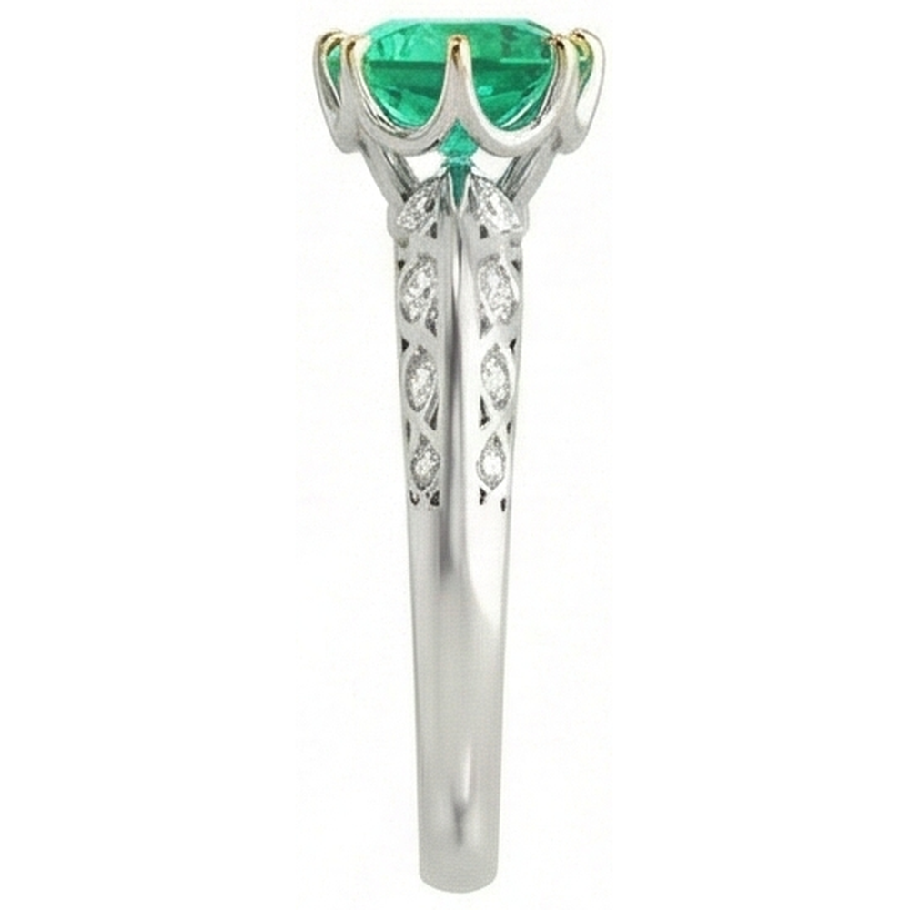 Natural Real ( Not Lab Grown ) Unique Gemstone Ring Green Emerald GIA Gold 14K