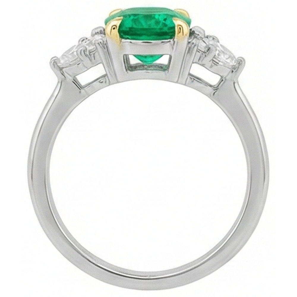 Natural Real ( Not Lab Grown ) Unique Green Emerald GIA Diamond Ring Oval Cut