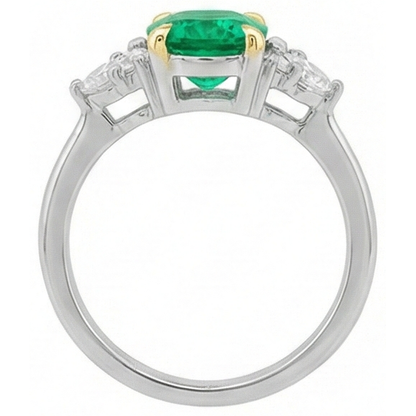 Natural Real ( Not Lab Grown ) Unique Green Emerald GIA Diamond Ring Oval Cut