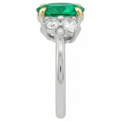 Natural Real ( Not Lab Grown ) Unique Green Emerald GIA Diamond Ring Oval Cut