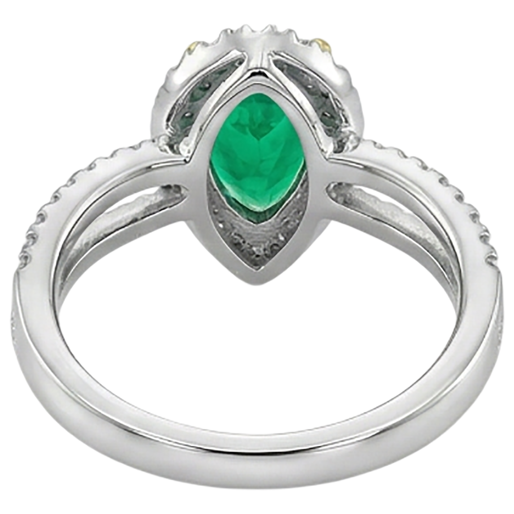 Natural Real ( Not Lab Grown ) Unique Green Emerald GIA Halo Ring Pear Cut Gemstone Split Shank