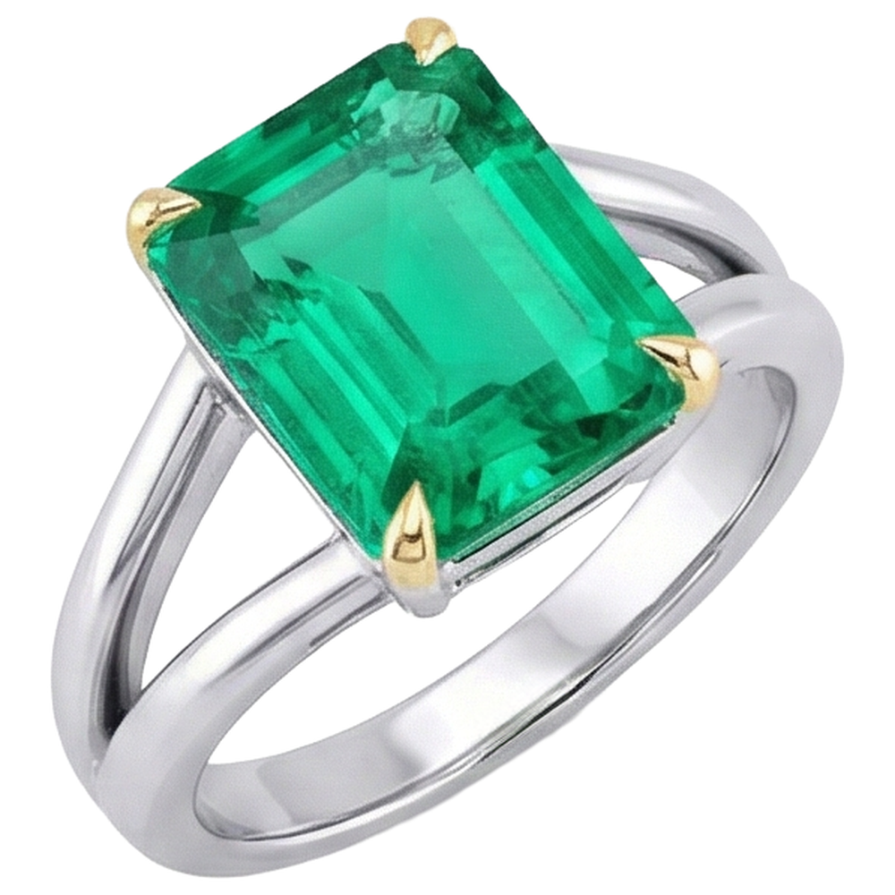 Natural Real ( Not Lab Grown ) Unique Green Emerald GIA Ring Solitaire Gemstone Jewelry