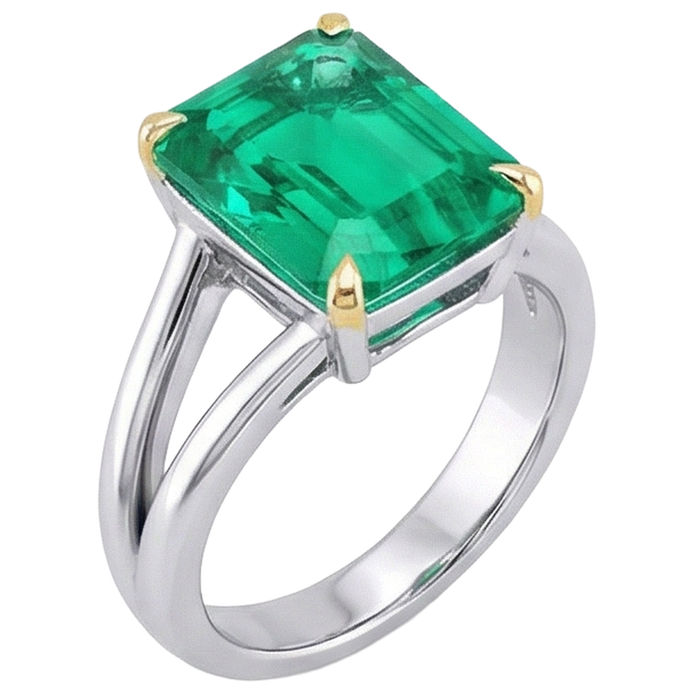 Natural Real ( Not Lab Grown ) Unique Green Emerald GIA Ring Solitaire Gemstone Jewelry