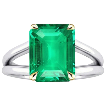 Natural Real ( Not Lab Grown ) Unique Green Emerald GIA Ring Solitaire Gemstone Jewelry