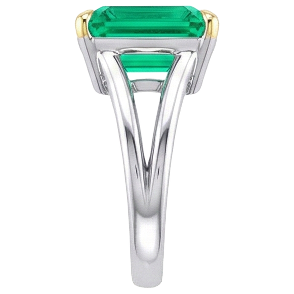 Natural Real ( Not Lab Grown ) Unique Green Emerald GIA Ring Solitaire Gemstone Jewelry