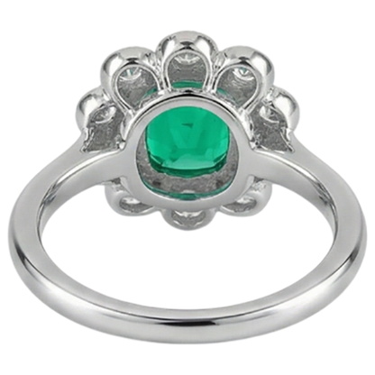 Natural Real ( Not Lab Grown ) Unique Halo Vintage Style Ring Green Emerald GIA With Diamonds