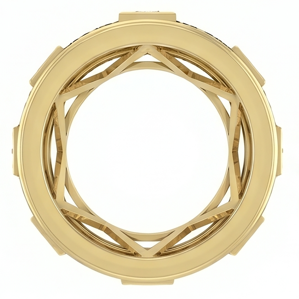 Unique Men's Band Two Tone With Princess Cut Natural Earth Mined Diamonds