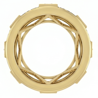 Unique Men's Band Two Tone With Princess Cut Natural Earth Mined Diamonds