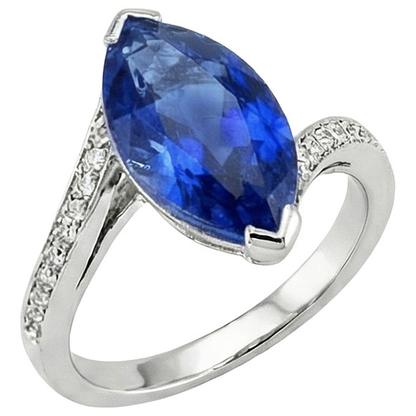 Unique Sapphire Marquise Natural Earth Mined Diamond Ring