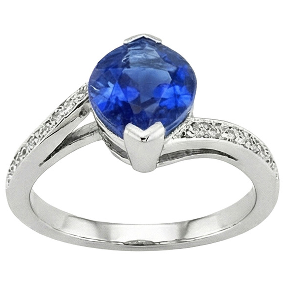 Unique Sapphire Marquise Natural Earth Mined Diamond Ring