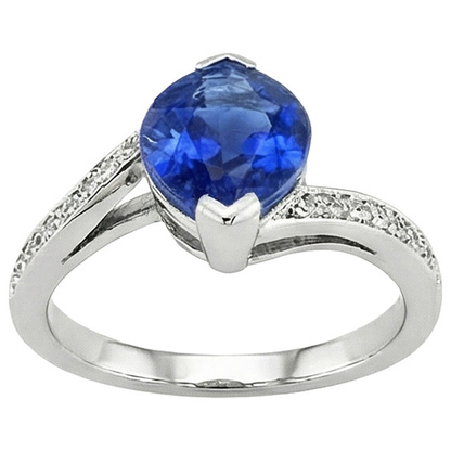 Unique Sapphire Marquise Natural Earth Mined Diamond Ring