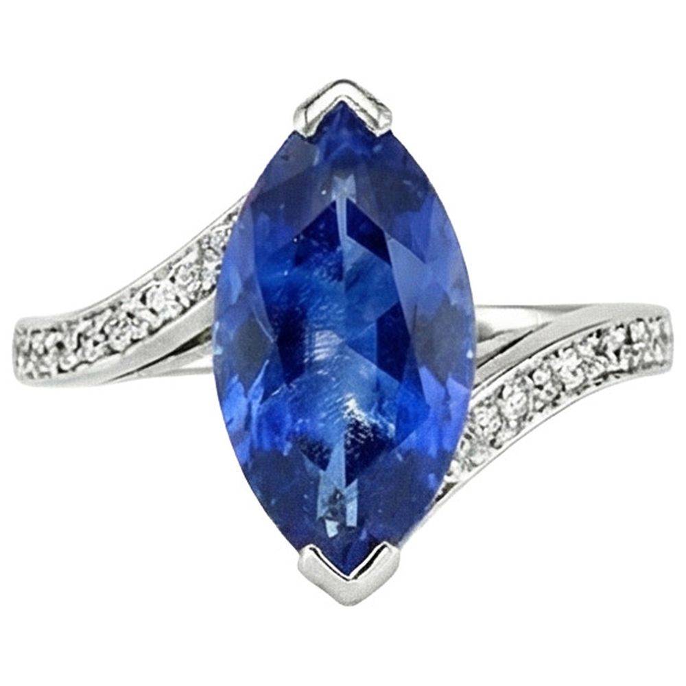 Unique Sapphire Marquise Natural Earth Mined Diamond Ring